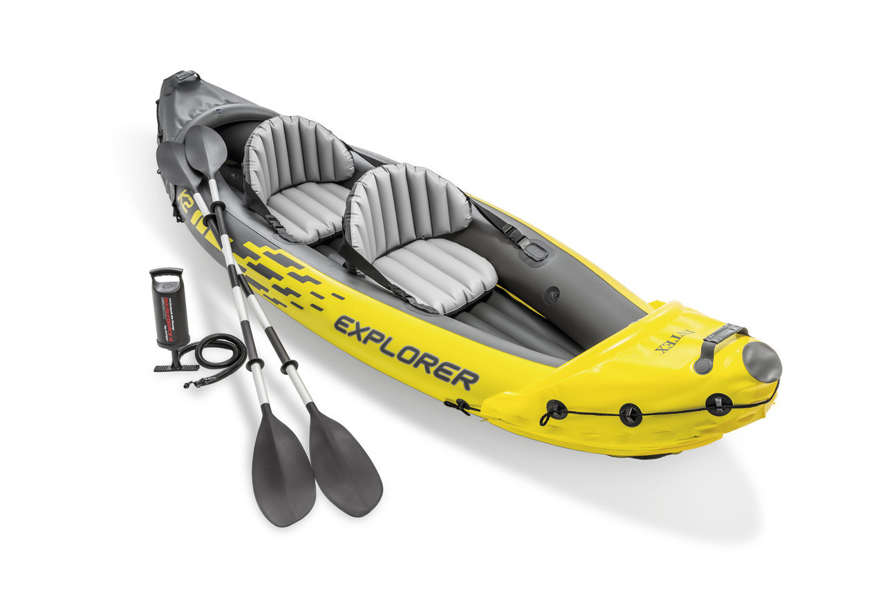 

Надувная байдарка двухместная каяк Intex 68307 Explorer К2 KAYAK 312x91x51 см + весла и ручной насос Желтая (68307_int)