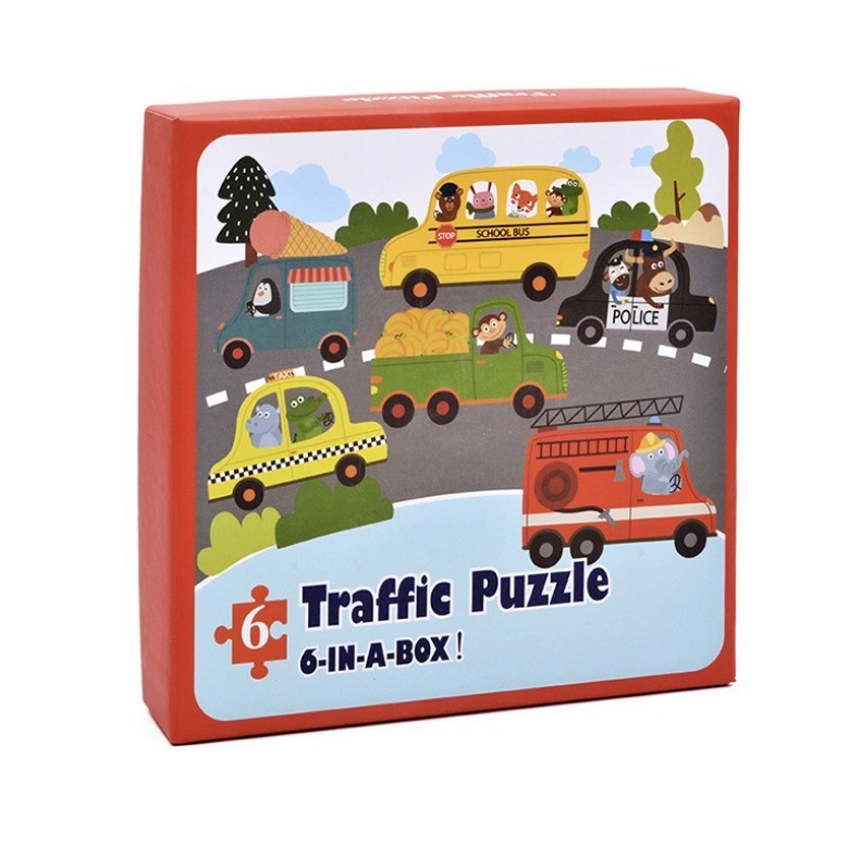 

Деревянный пазл игра Транспорт Traffic Puzzle 6 in a box 36 элементов