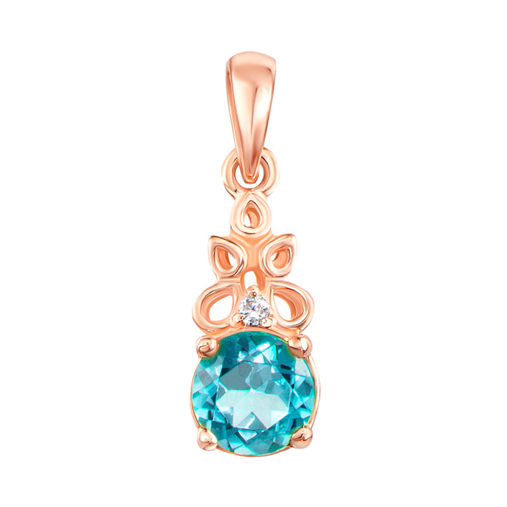 

Подвеска из красного золота с голубым и белым цирконием Swarovski 000131910