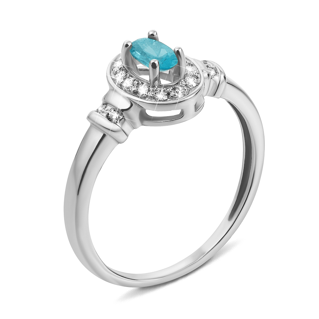 

Серебряное кольцо с топазом и фианитами 000135216 16.5 размера