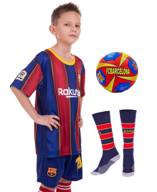 

Комплект футбольной формы детский BARCELONA MESSI 10 домашняя 2021 CO-3463 Размер XS (рост 110-115 см)