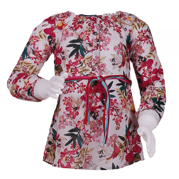 

Туника в ярких цветах 7 лет (122 см) O 30026-flowers красный цвет