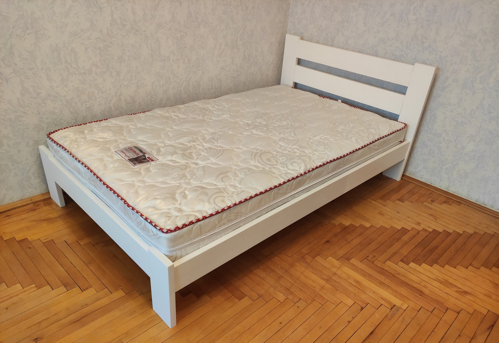 

Двуспальная кровать деревянная Палермо 180х190 Белая емаль Шаг ламелей 2,5 см.