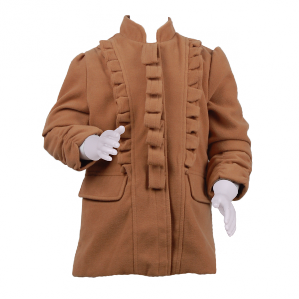 

Красивое детское пальто с рюшами спереди 5 лет (110 см) Z 10035-beige бежевый цвет