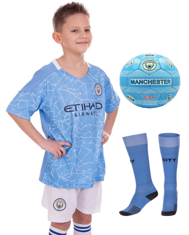 

Комплект футбольной формы детский MANCHESTER CITY домашняя 2021 CO-1492 Размер M (рост 130-135 см)