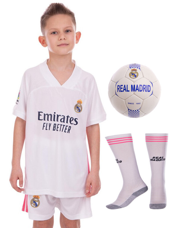 

Комплект футбольной формы детский REAL MADRID домашняя 2021 CO-1472 Размер M (рост 130-135 см)