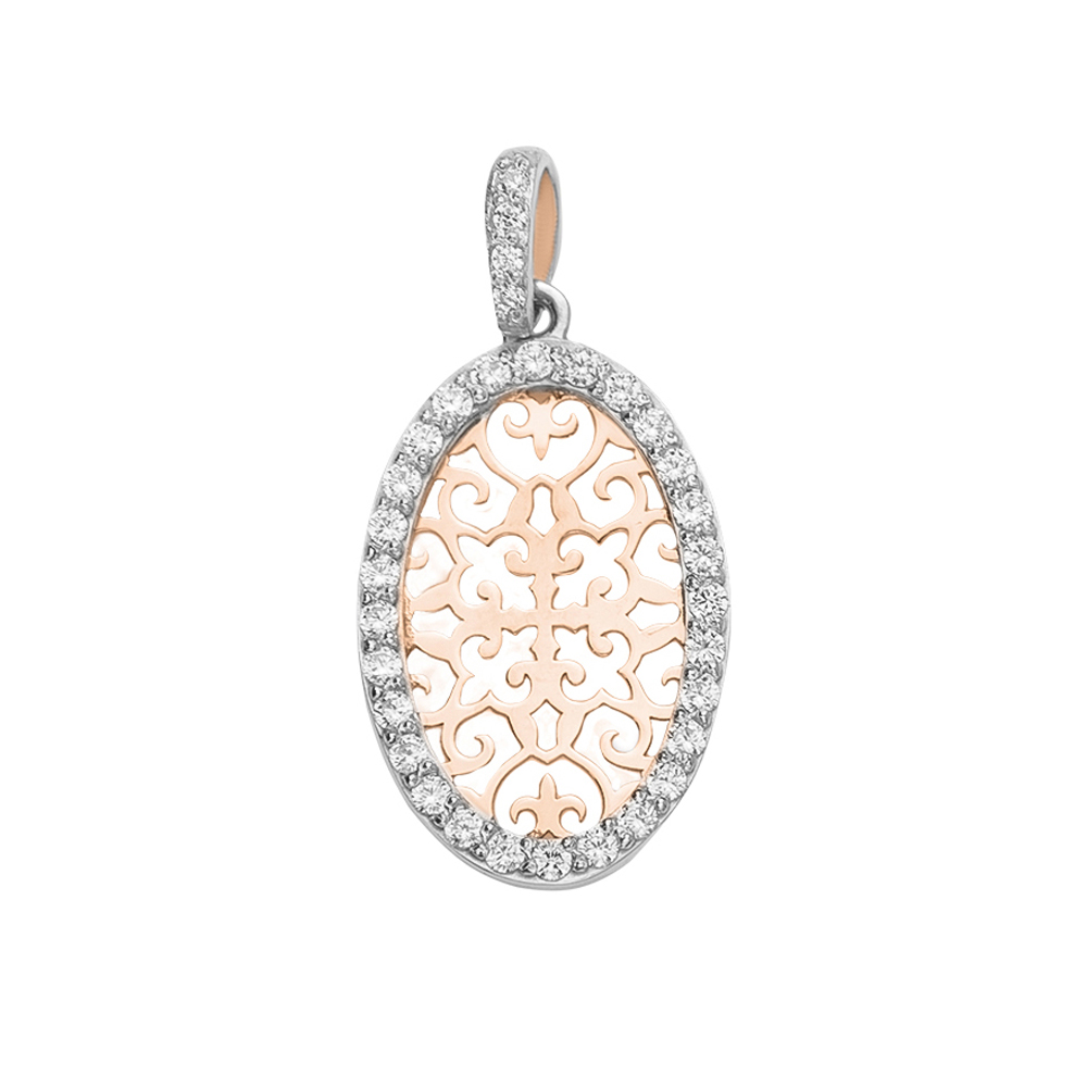 

Золотая подвеска в комбинированном цвете с фианитами 000101709