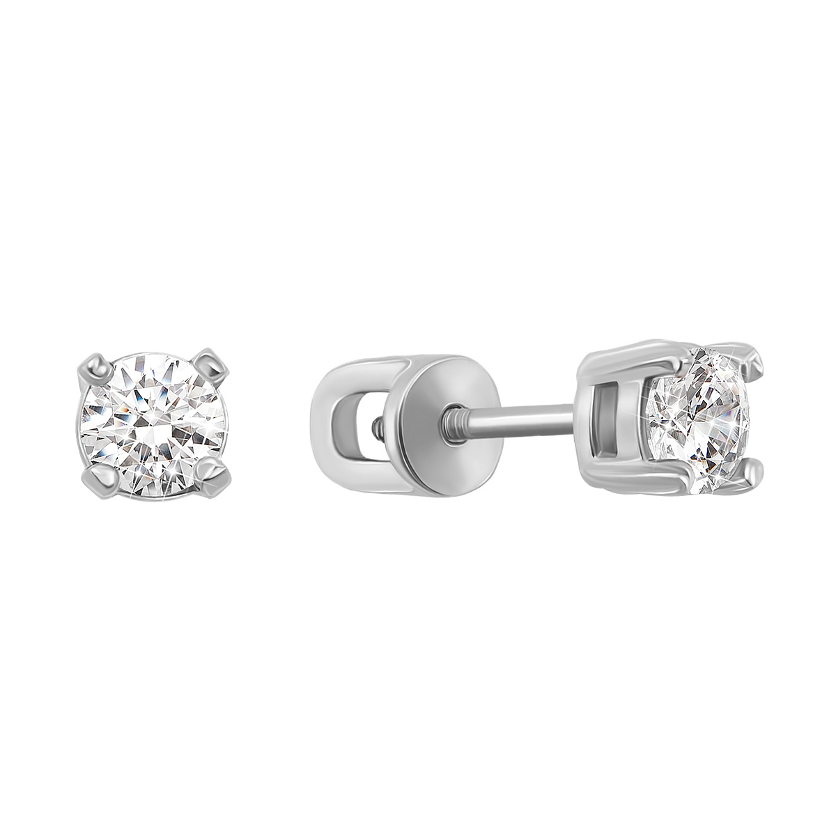 

Золотые серьги-пуссеты Альканта в белом цвете с фианитами Swarovski