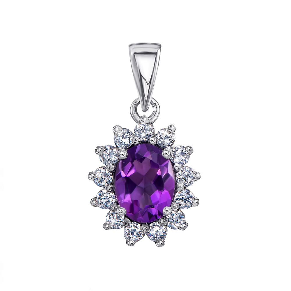 

Серебряная подвеска с аметистом и фианитами 000127146