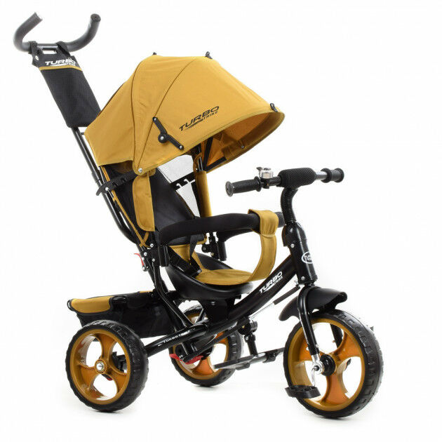 

Велосипед трехколесный TURBOTRIKE велосипед-коляска с родительской ручкой колеса EVA M 3113-24L бежевый