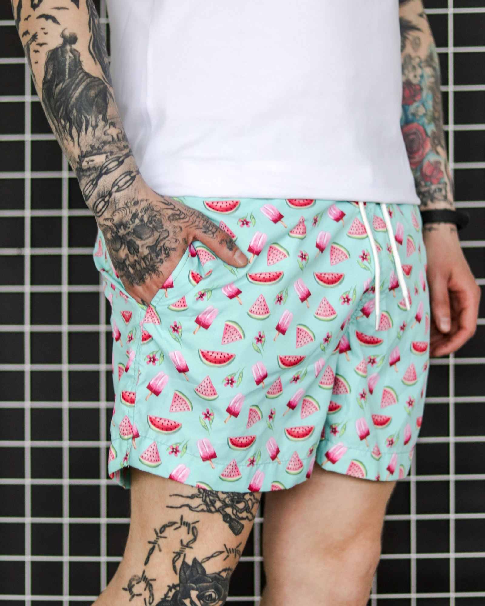 

Мужские пляжные шорты для плаванья с принтами .VDLK Watermelon M салатовые
