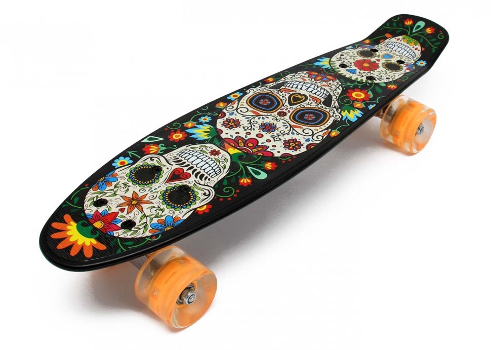

Пенни борд (Penny Board) Maraton ALFA 22"со светящимися колесами, Череп