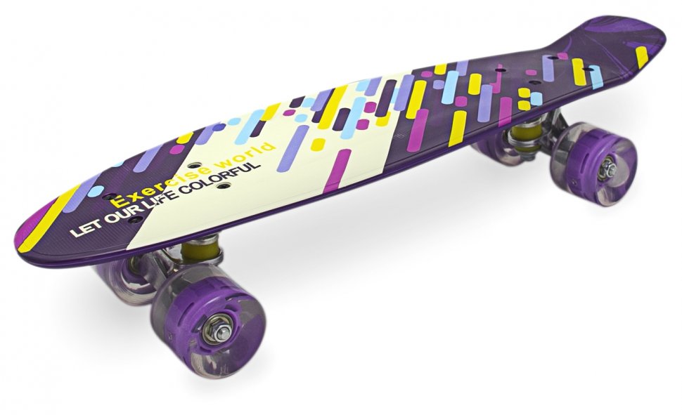

Пенни борд (Penny Board) Maraton ALFA 22"со светящимися колесами, Фиолетовый с белой полосой