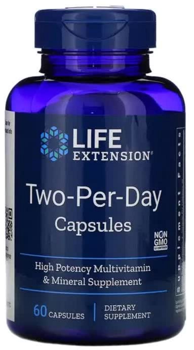

Мультивитамины Дважды в День, Two-Per-Day, Life Extension, 60 капсул (737870231769)