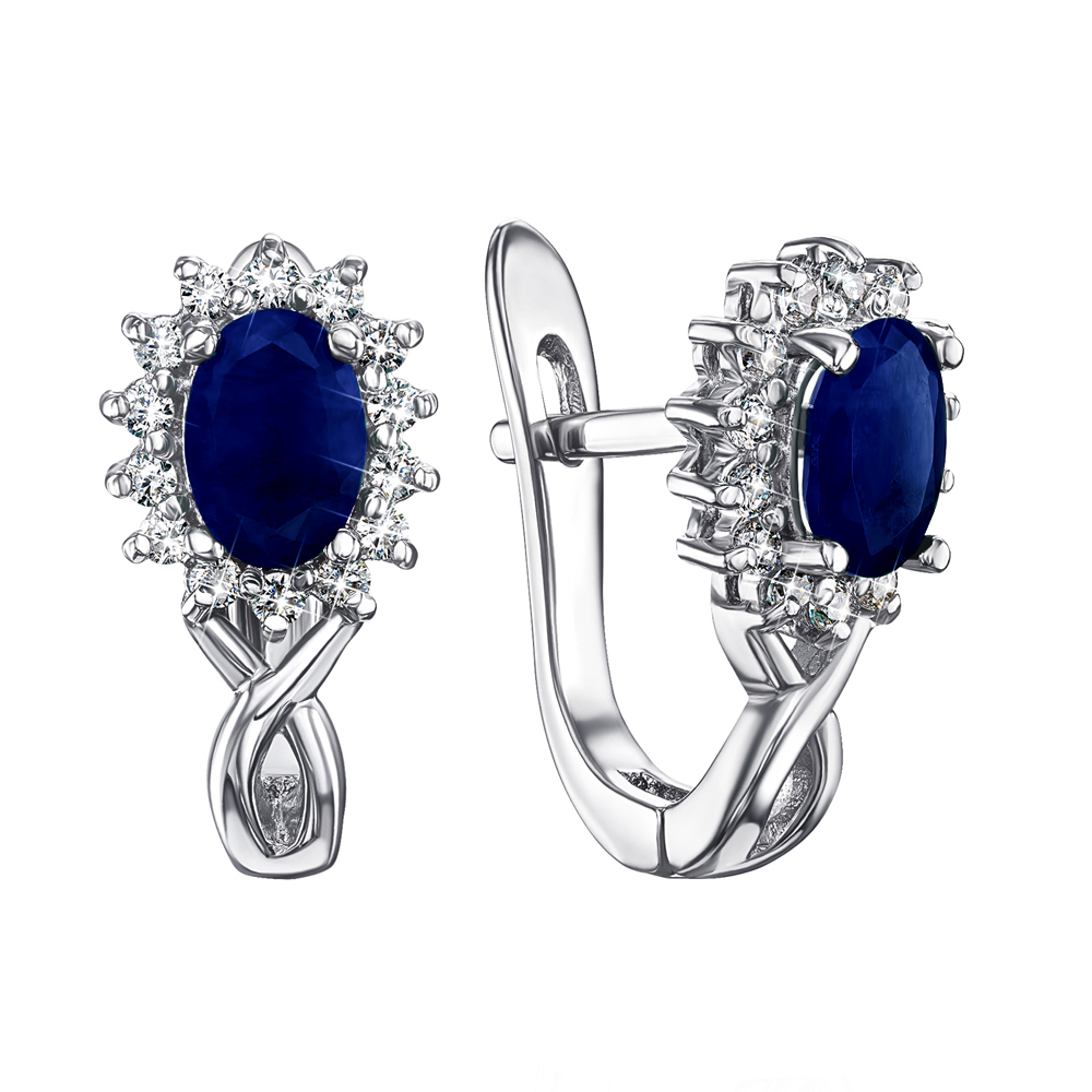 

Серебряные серьги с сапфирами и фианитами 000133803