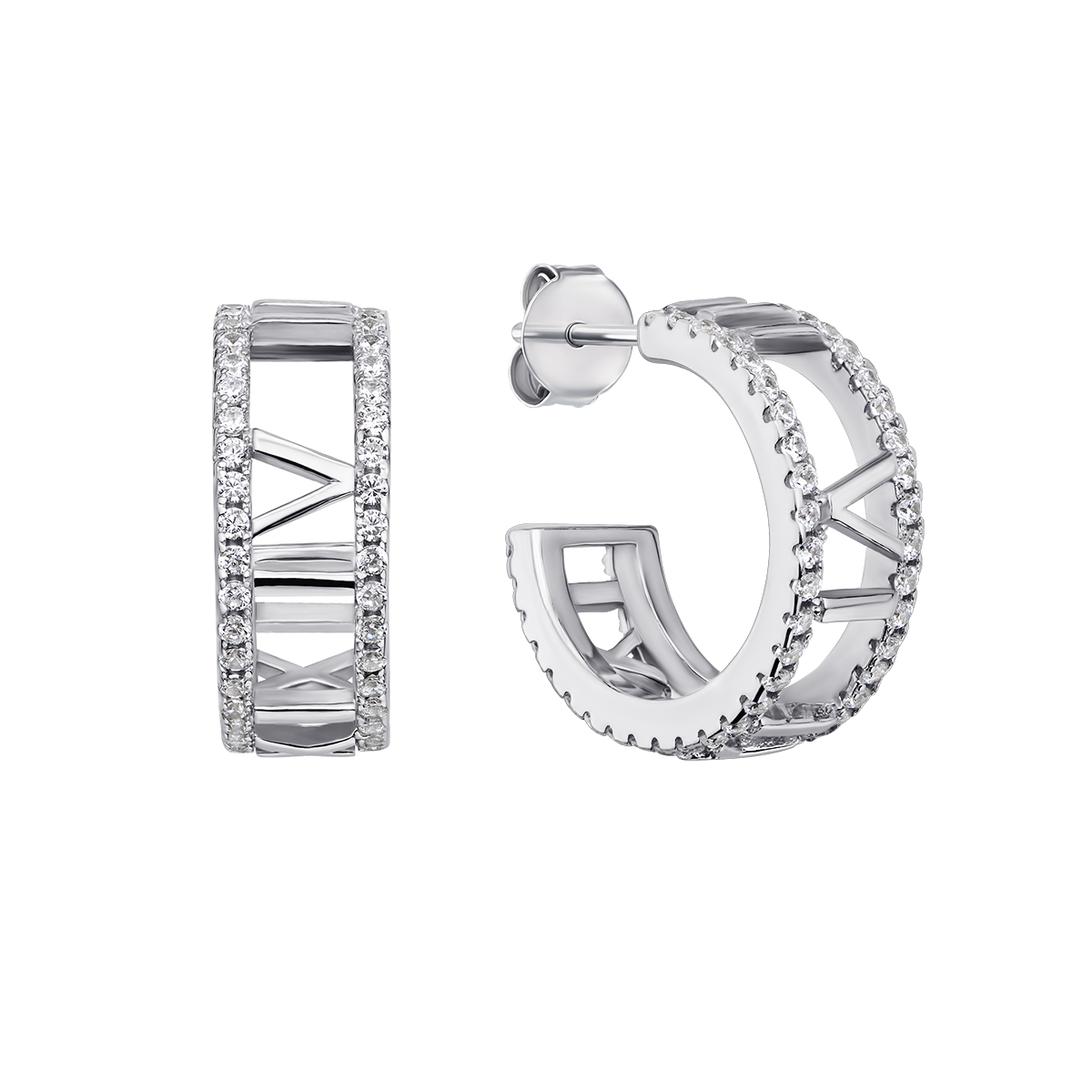 

Серебряные серьги-конго с фианитами, 18мм 000133931