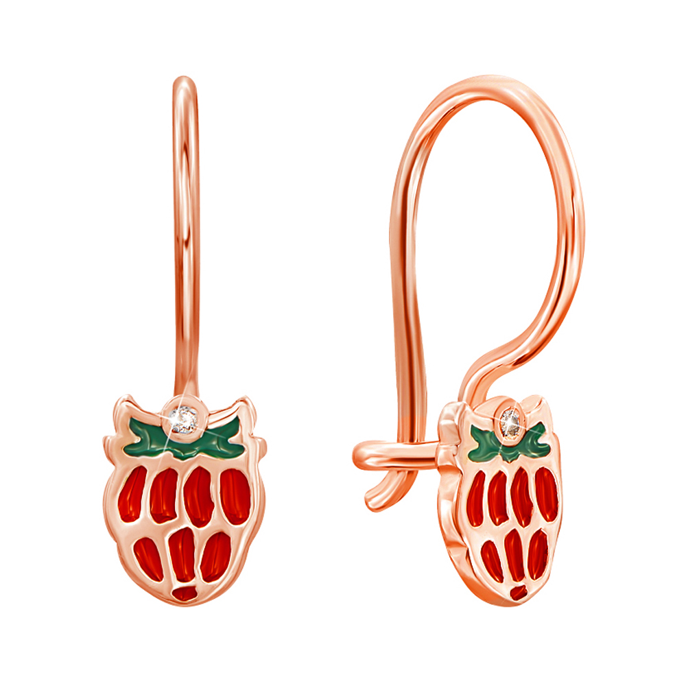 

Серьги из красного золота с эмалью и фианитами 000129849