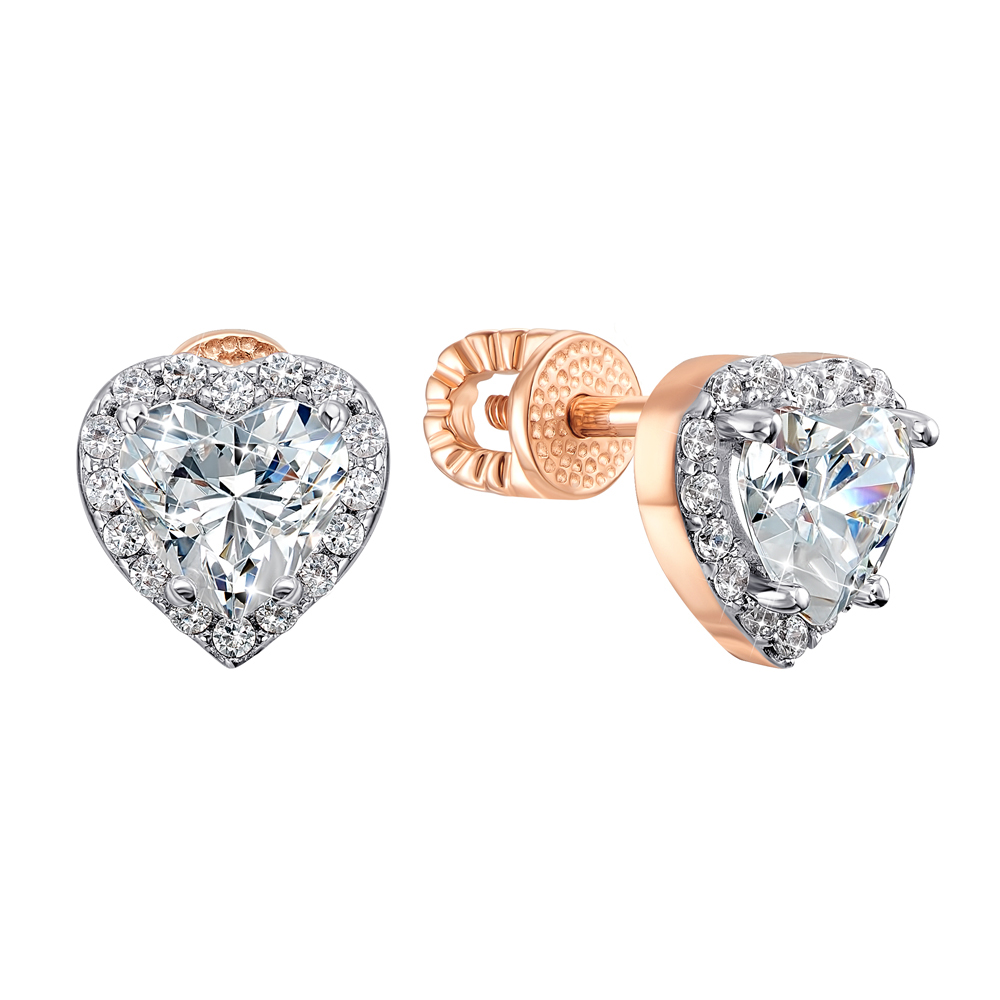 

Серьги из красного золота с цирконием Swarovski и родированием 000138731