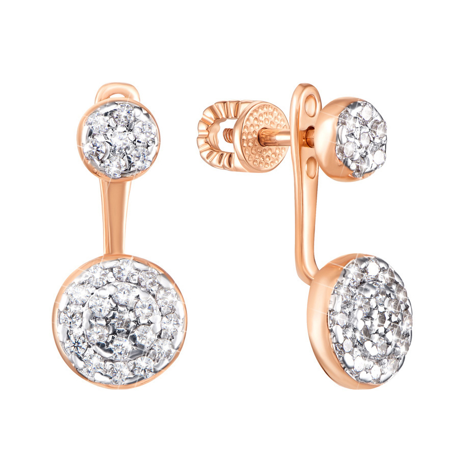 

Серьги-джекеты из красного золота с фианитами 000134198