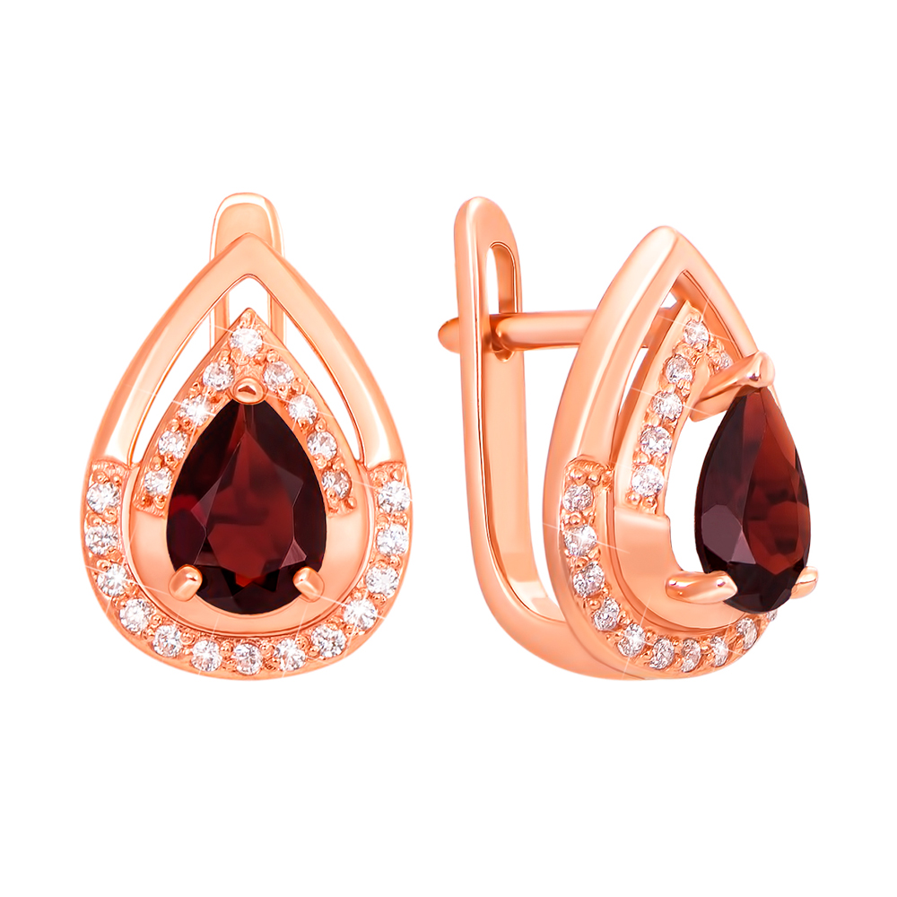 

Серьги из красного золота с гранатами и фианитами 000126587