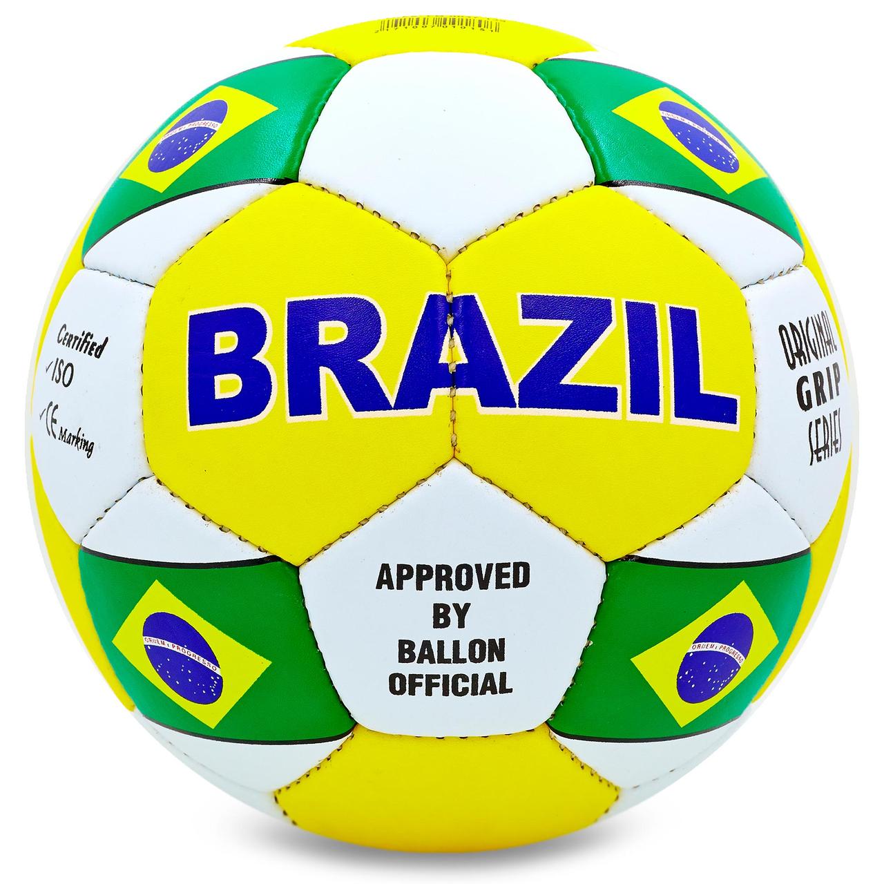 

Мяч футбольный Profi Grippy Pro Liga №5 Brazil Бразилия 0047-139 White-Yellow-Green
