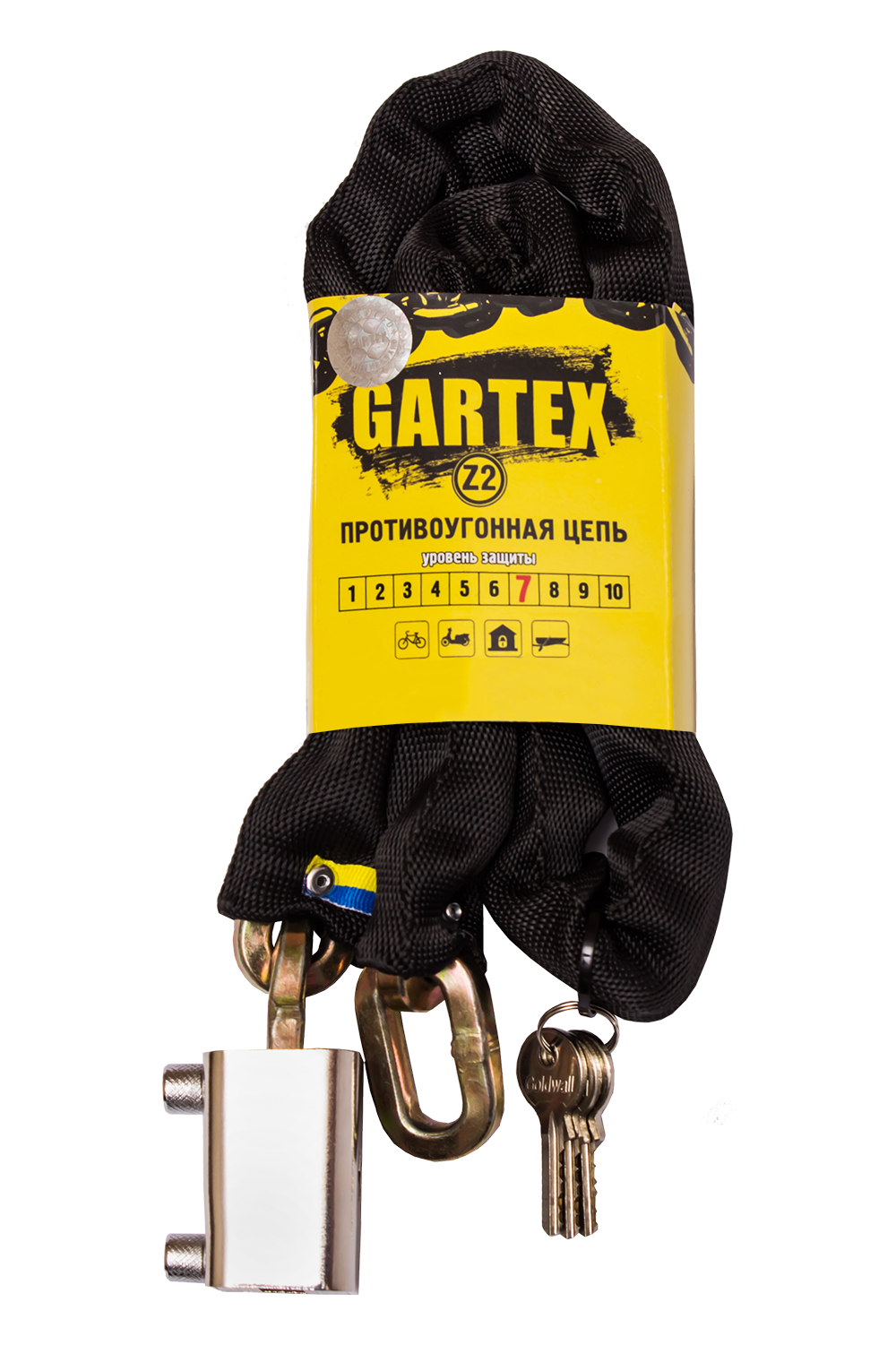 

Противоугонная цепь (велозамок) Gartex Z2 1500x8 мм 002