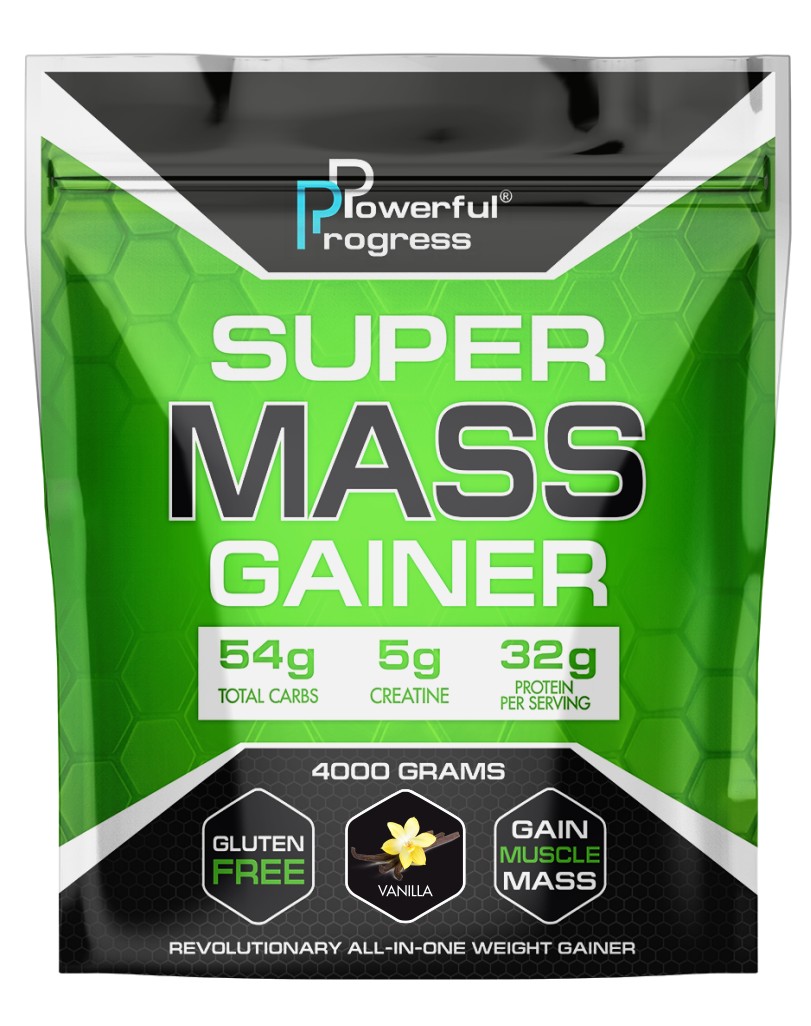 

Гейнер высокобелковый Супер Масс Powerful Progress Super Mass Gainer 4 кг ваниль