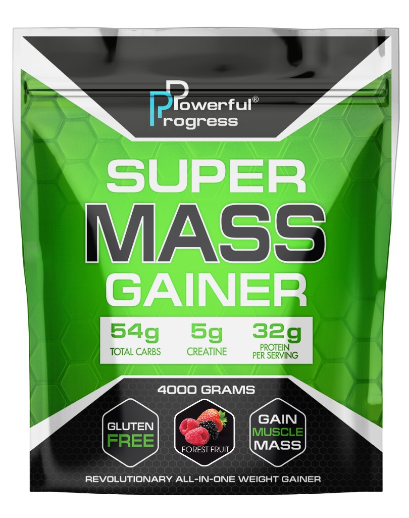 

Гейнер высокобелковый Супер Масс Powerful Progress Super Mass Gainer 4 кг лесные ягоды