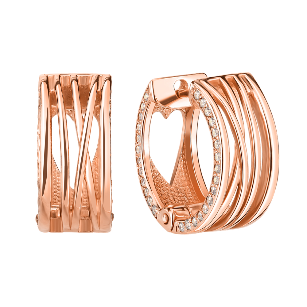 

Серьги-конго из красного золота с фианитами 000135731