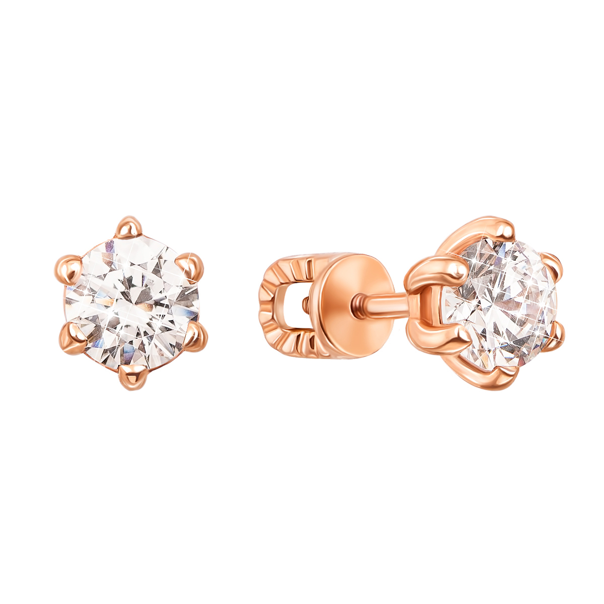 

Золотые серьги-пуссеты Элли в красном цвете с цирконием Swarovski 000126401