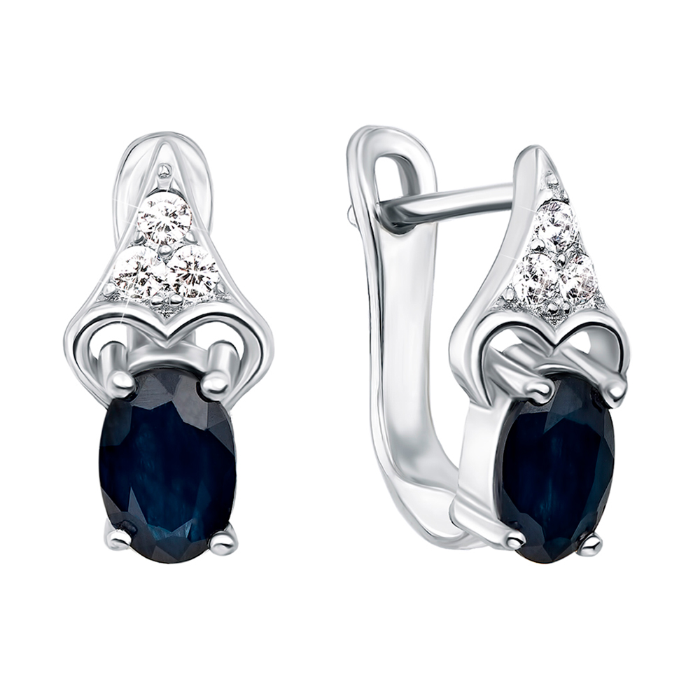 

Серебряные серьги с сапфирами и фианитами 000134884