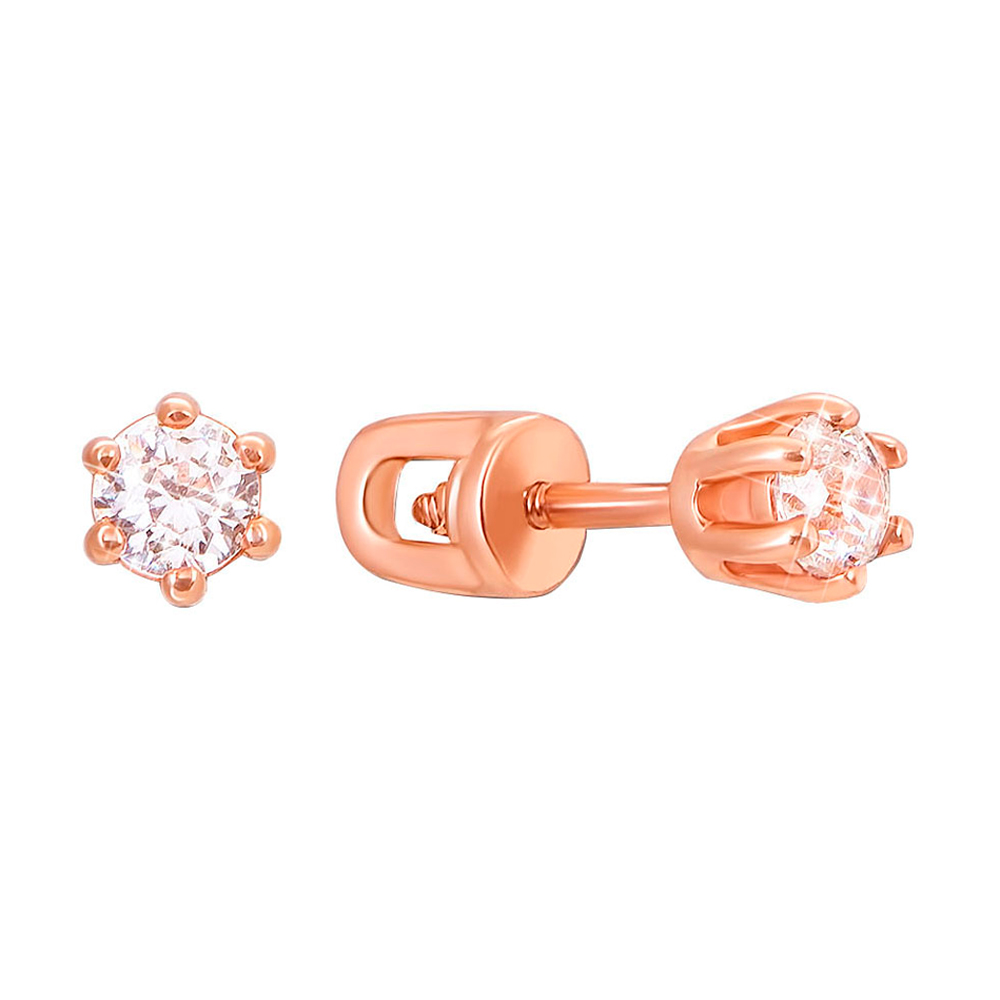 

Серьги-пуссеты из красного золота с цирконием Swarovski 000129169