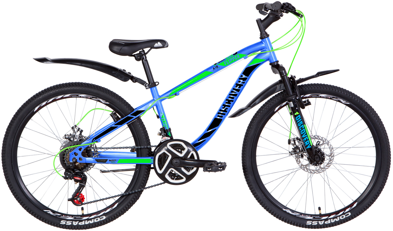 Акція на Велосипед Discovery FLIPPER AM DD 24" 13" 2021 Сине-зеленый с черным (RET-DIS-24-049) від Rozetka UA