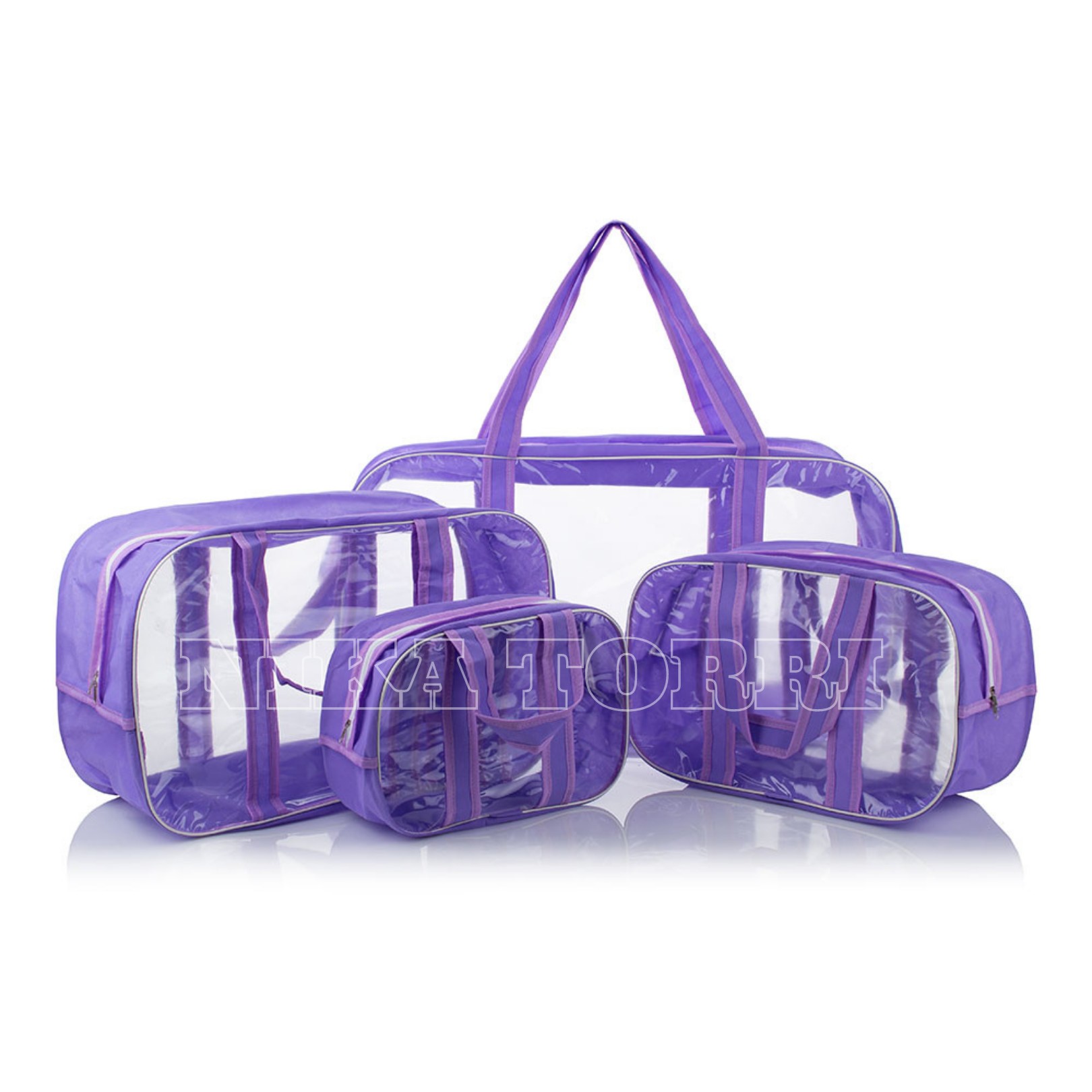 

Набор прозрачных сумок в роддом (S,M,L,XL) Nika Torrі комбинированные ПВХ + спанбонд Сиреневый