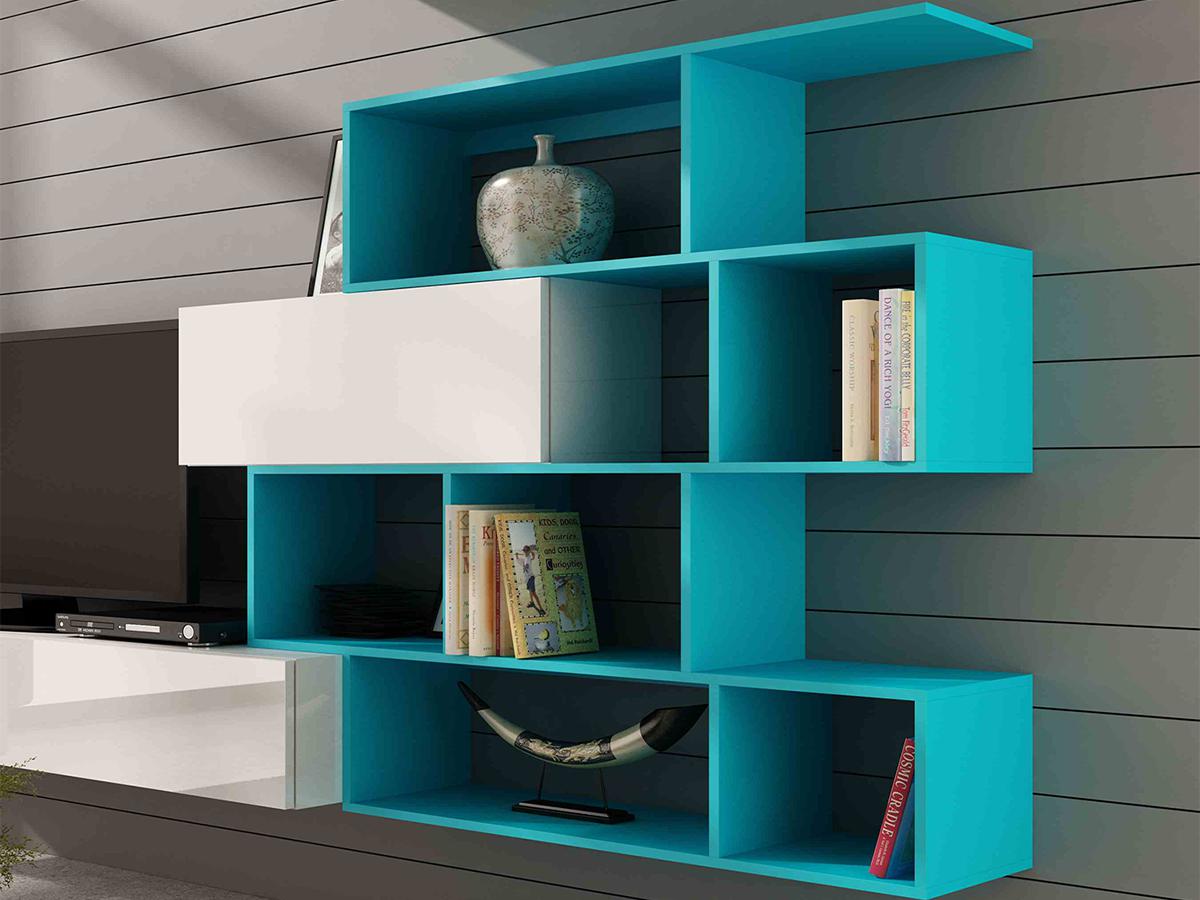 

Стеллаж Vigo Cama Белый матовый + Белый глянец + Голубой