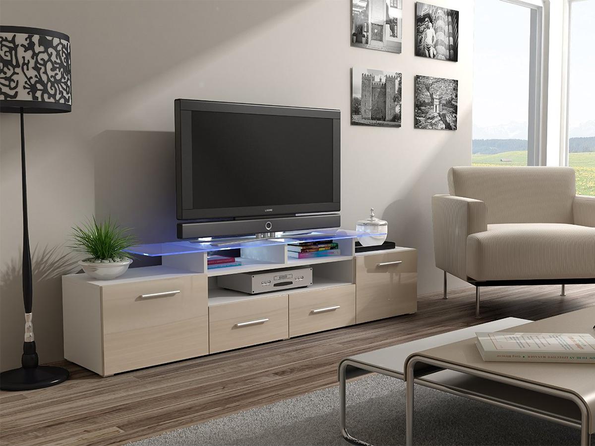 

Тумба под ТВ Evora Cama Белый матовый + Кремовый