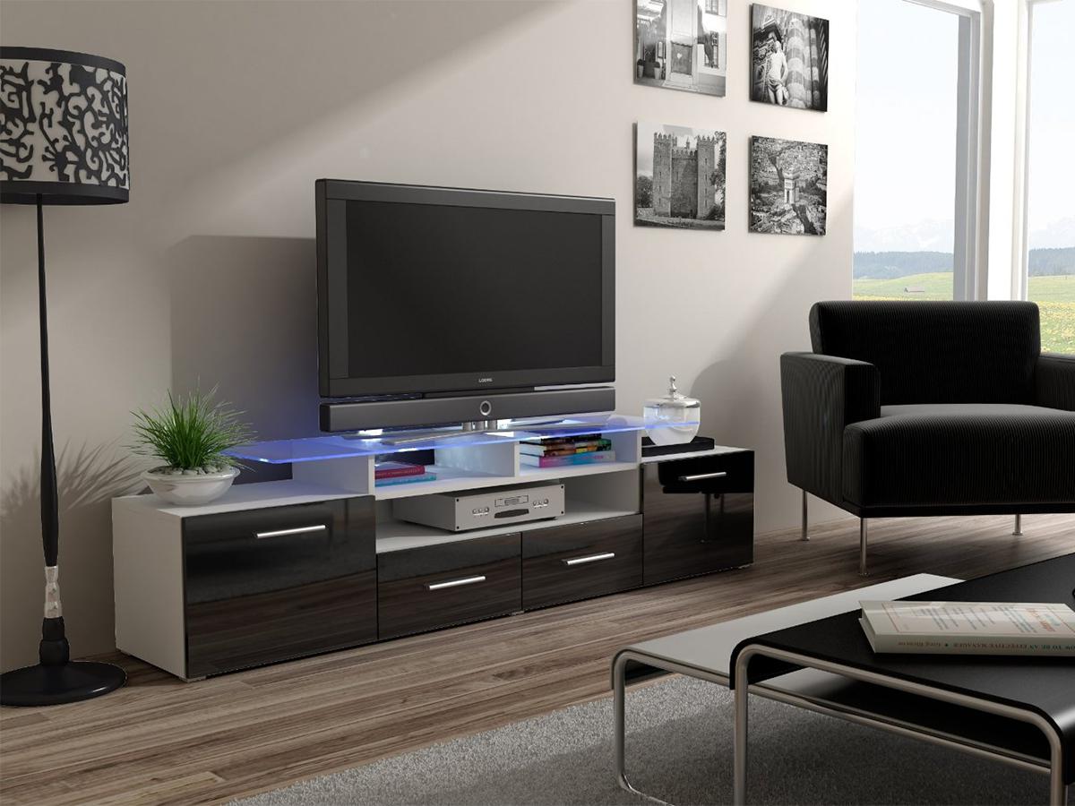 

Тумба под ТВ Evora Cama Белый матовый + Черный глянец