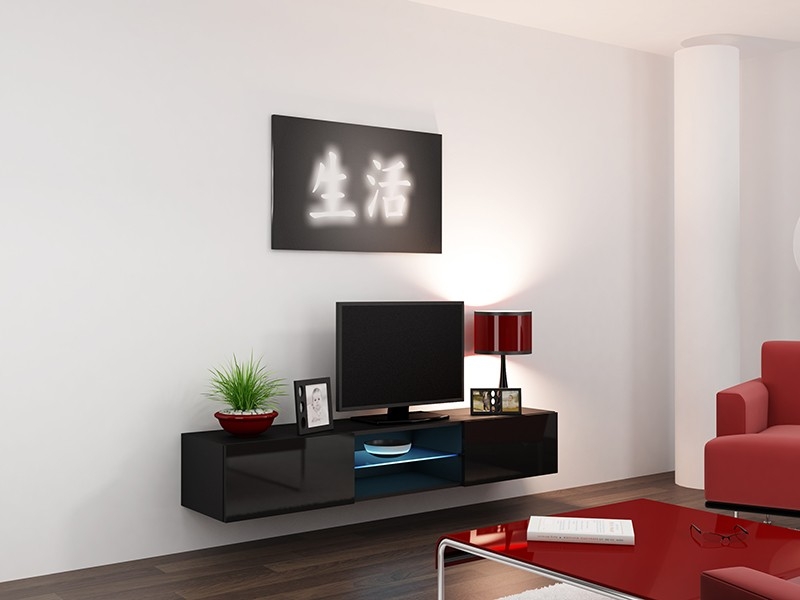 

Тумба под ТВ Vigo Glass Cama Черный матовый + Черный глянец