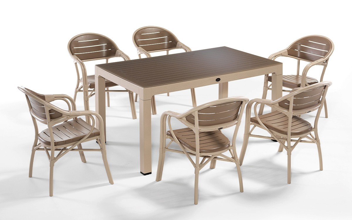 

Комплект садовой мебели "Bamboo For 6" Novussi, (стол 90*150, 6 кресла)песочно-коричневый