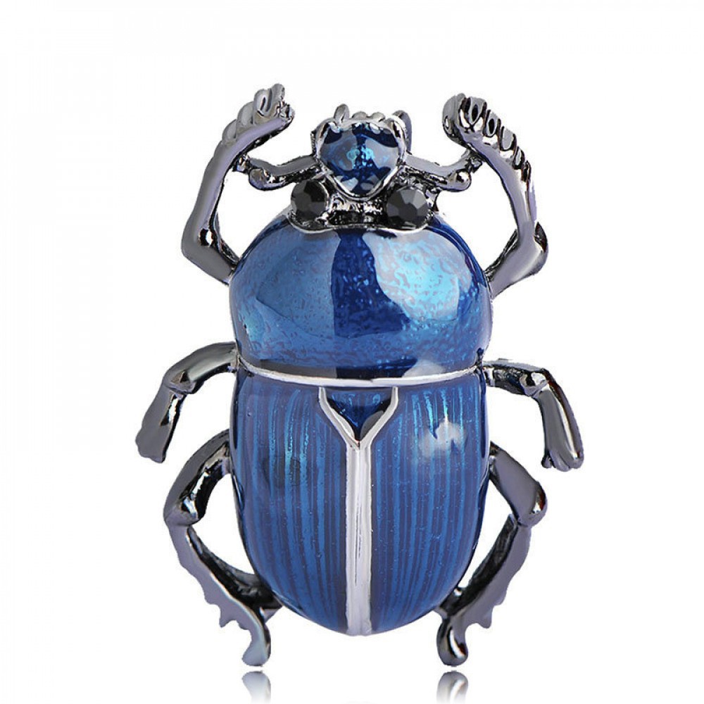 

Брошь унисекс BROCHE бижутерия с эмалью Насекомые Жук синяя BRSF110437