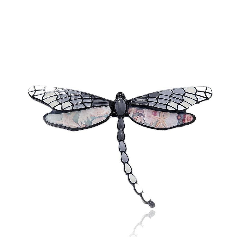 

Брошь женская BROCHE бижутерия с эмалью Насекомые Стрекоза серая BRBF111810