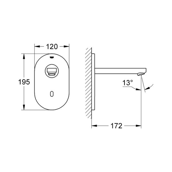 

Внешняя часть крана для раковины Grohe Euroeco Cosmopolitan E 36273000