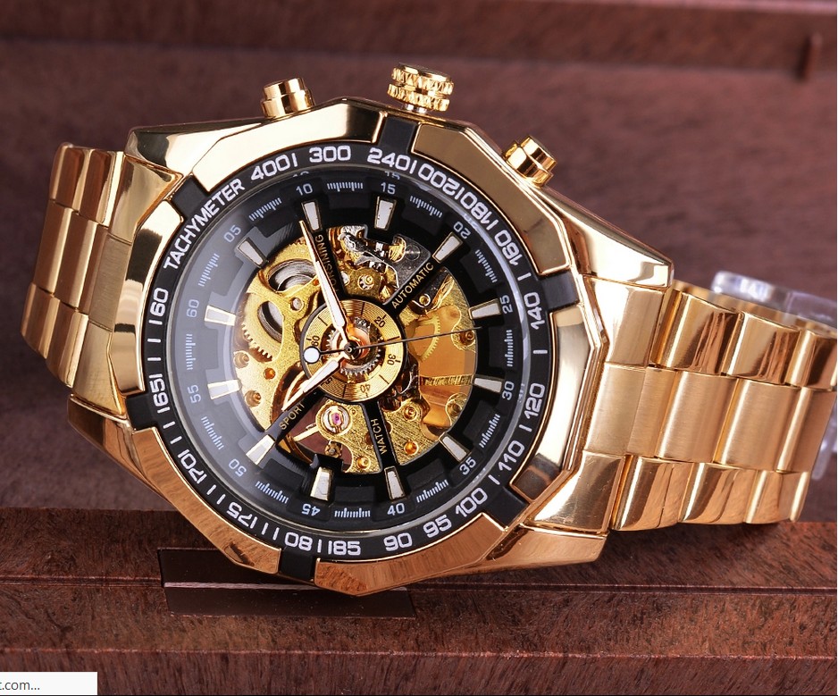 

Часы мужские наручные с Автоподзаводом Skeleton Gold Winner