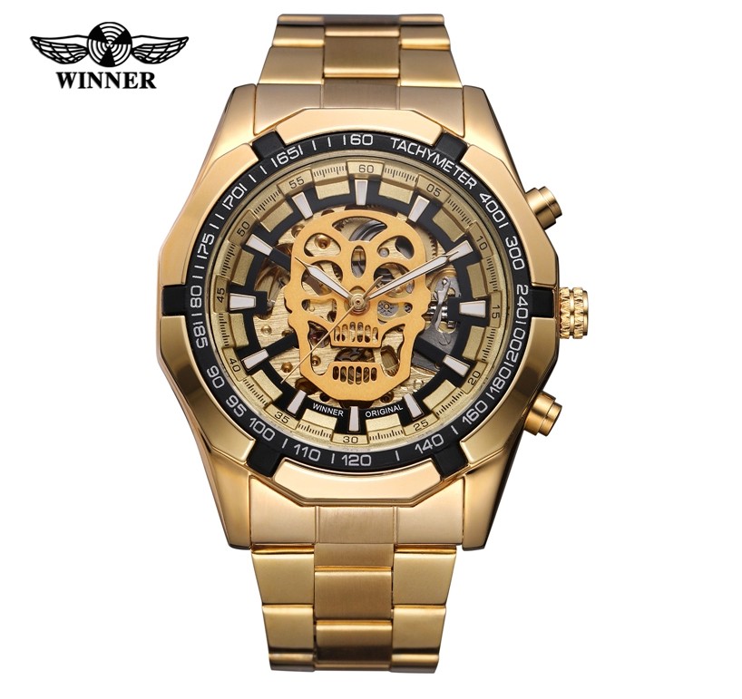 

Мужские механические Часы с Автоподзаводом Winner Skeleton Gold 2