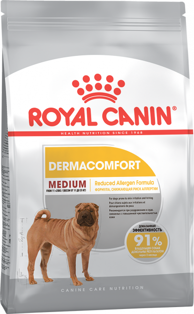 

Сухой корм для собак средних пород Royal Canin MEDIUM DERMACOMFORT для собак с чувствительной кожей склонной к раздражениям (3 кг)