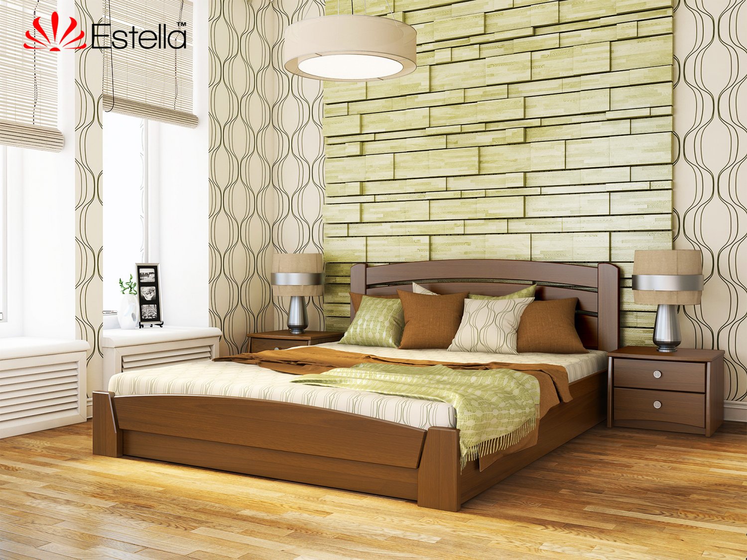 

Кровать двуспальная Селена Аури Estella 180х200 103 - светлый орех Масив 2Л4