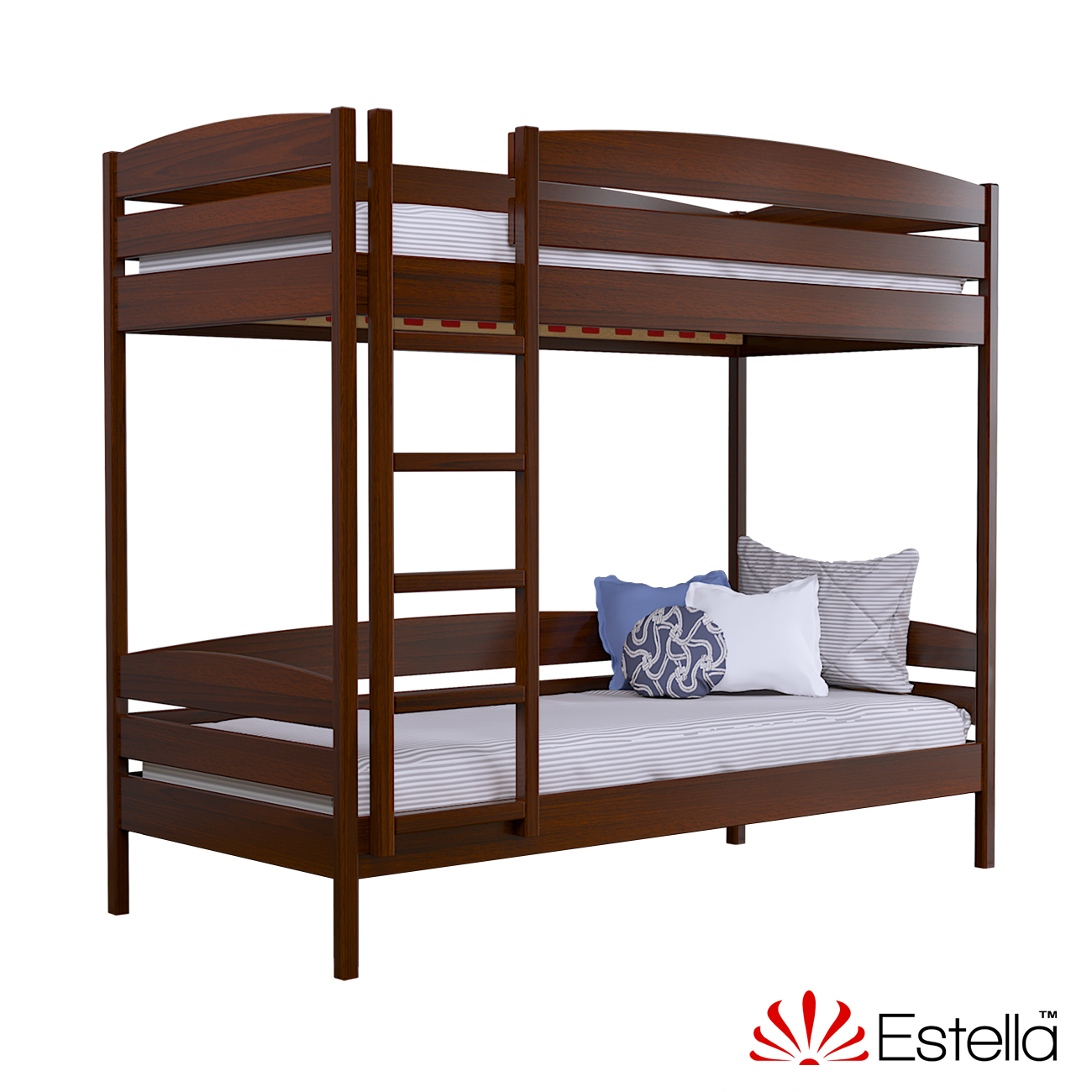 

Двухъярусная кровать Дуэт Плюс без ящиков Estella 80х200 108 - каштан Масив 2Л4