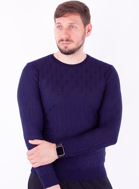 

Чоловічий джемпер VD one тонкої вязки L Синій 86814
