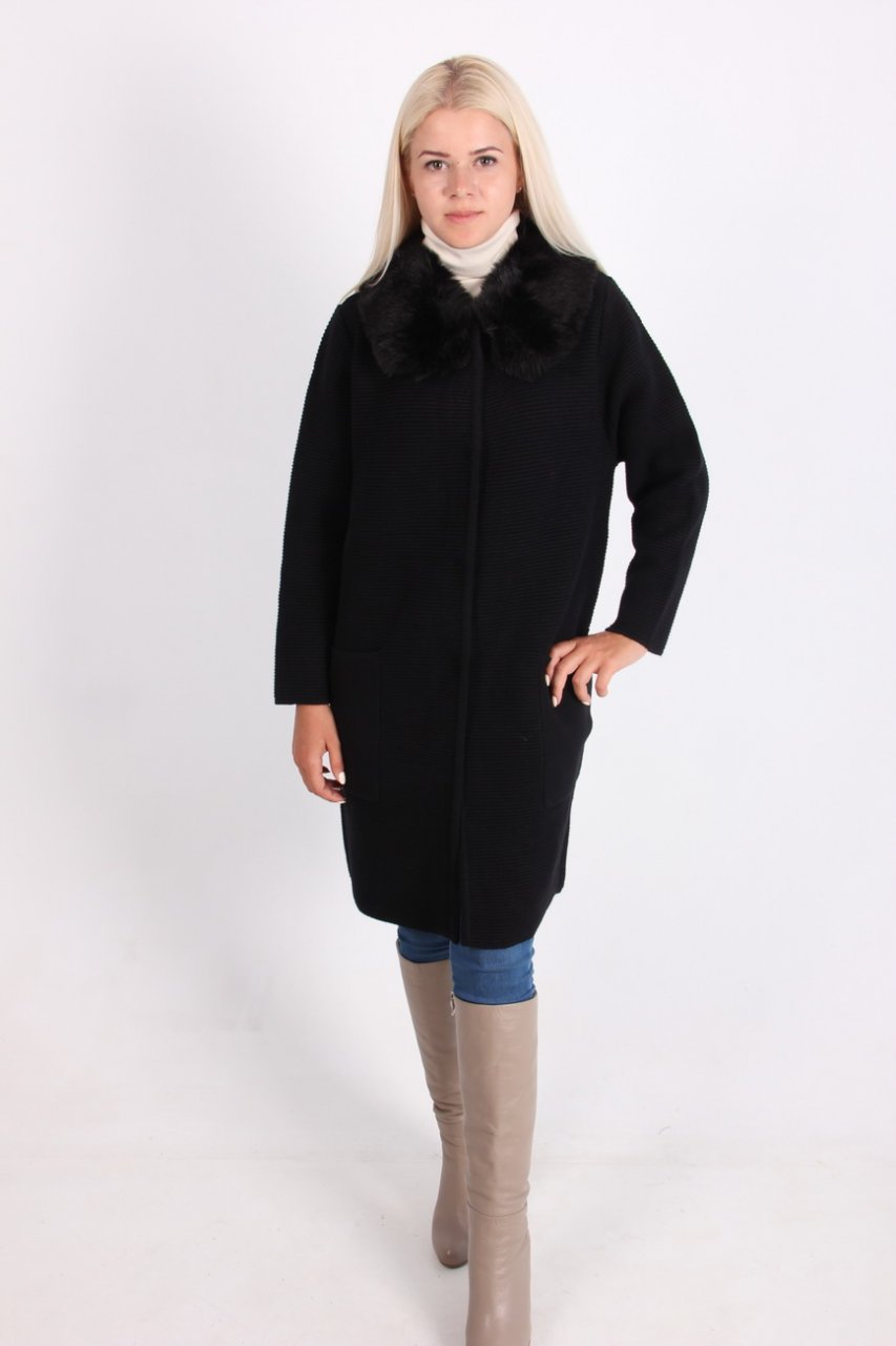 

Пальто женское LadiesFashion 1638 с пуговицами (Черный XL/XXL)