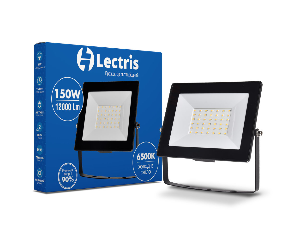 

Светодиодный прожектор Lectris 150Вт 12000Лм 6500K 185-265V IP65 1-LC-3006